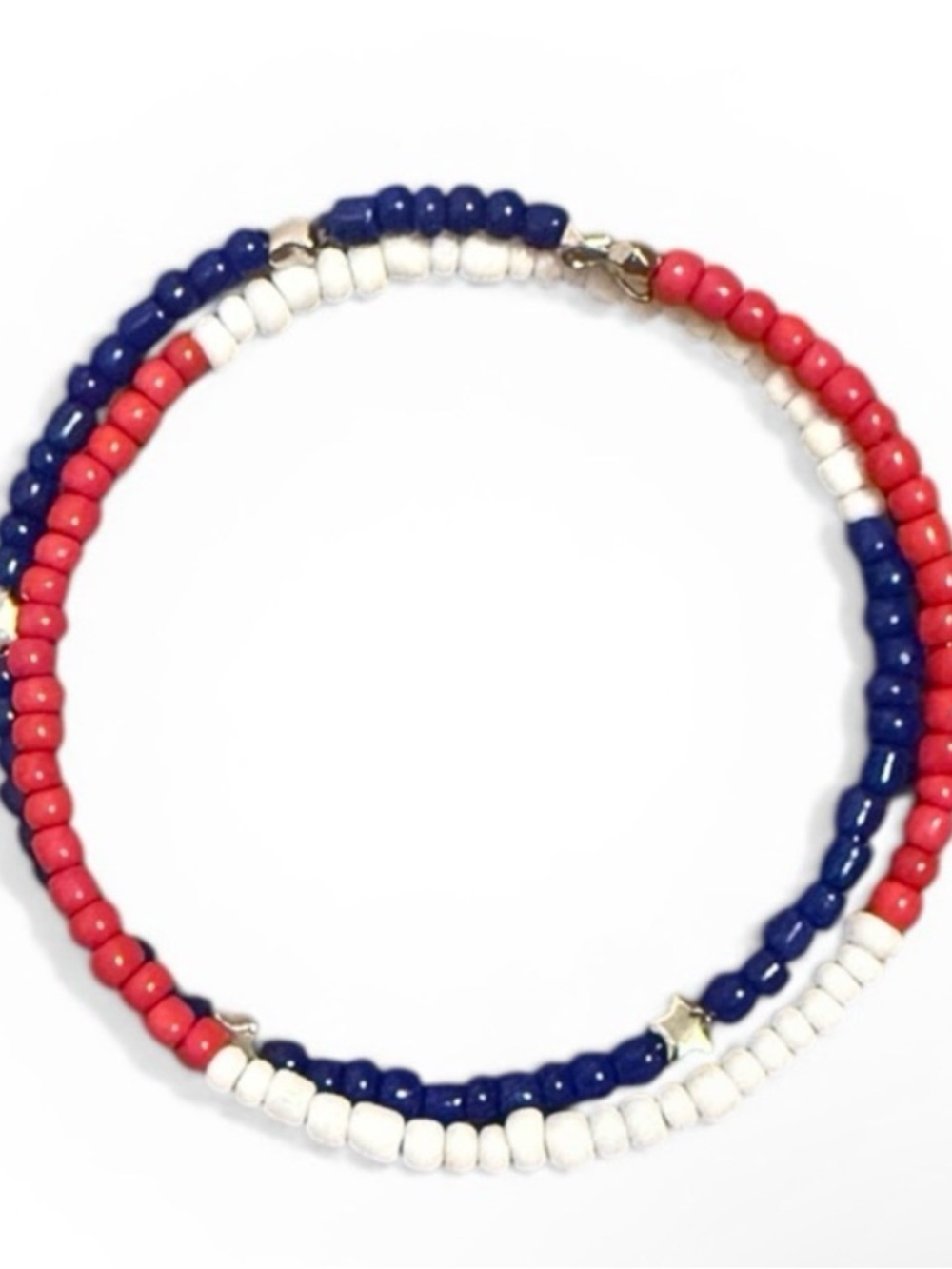 Patriotic Red, White, and Blue Seeded Bracelet